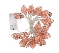 Fauitay Luci a Corda in Oro Rosa 20 LED Luci a Foglia Scavata Alimentate a Batteria Porta per Feste da Interno