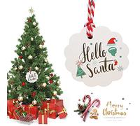 Fauitay Tag di Natale da 100 Pezzi 8 Stili Tag Albero di Natale Etichetta per le Vacanze Etichetta con una Corda di Cotone da 20 M per Decorazioni per Feste di Natale