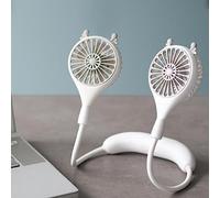 Fauitay Ventilatore da Collo Portatile, Ventilatore Personale da Collo Indossabile USB Ricaricabile con Direzione del Regolabile a 360° Cuscino in Silicone per S (Bianca)