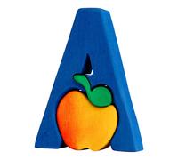 fauna alfabeto lettera A - mela puzzle in legno ad incastro