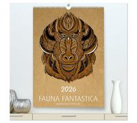 Fauna Fantastica (hochwertiger Premium Wandkalender 2026 DIN A2 hoch), Kunstdruck in Hochglanz: Fantastische Tier-llustrationen für das ganze Jahr