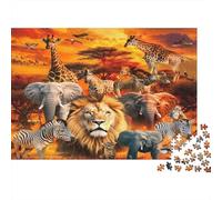 Fauna selvatica africa Puzzles 1000 Pezzi In cartone Resistente, Un Puzzle Per Gioco Educativo Per La Sgonfiatina, Ideale Per Attività Fuzzle Post-scuola, 38x26cm/1