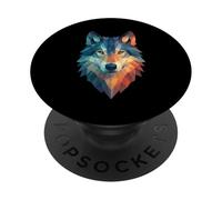 Fauna selvatica geometrica poligonale bassa della testa di lu PopSockets PopGrip Adesivo
