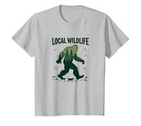 Fauna Selvatica Locale: Avventura nella Foresta di Bigfoot per Gli Amanti della Natura Maglietta, Bambini, Argento, 4 Anni