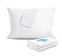 FAUNNA Pillow Protector with Zipper Standard Size Pillow Covers 100% Waterproof Pillowcases, Premium Cotton, Saliva, Liquids and Stains Proof, Quiet, Breathable, 20 x 26 inch, White, 4 Pack