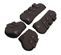 FAUOSWUK 4 Pezzi Stivali per Gamba da Cavallo, Stivali per Gamba Posteriore Anteriore Protezioni per Tendini per Protezione del Cavallo (Set di Fronte e Retro Marroni L120x60x0,3 cm/47,2x23,6x0,1