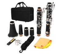 FAUOSWUK Clarinetto BB, Strumento a Legna Discendente B Tono 17 Clarinetto Bachelite Chiave con Panno per Pulizia di Canne per Band di Musica Jazz Classica