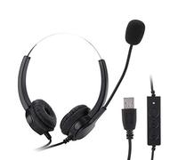 FAUOSWUK Cuffie USB con Microfono per L'isolamento Acustico del Call center. Design confortevole. Cuffie Antirumore Ruotano di 330° e Funzione Silenziosa