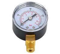 FAUOSWUK Manometro Meccanico a Doppia Scala con Numeri Chiari Connessione BSPT da 1/8 Pollici per Aria Olio Acqua 0-15 Psi, 0-1 Bar per Hobbisti Domestici (0-160 psi, 0-11 bar)