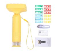 FAUOSWUK Microscopio Portatile per Bambini 1080P, Ingrandimento 50X-1000X, Giocattoli Scientifici per Bambini con 12 Vetrini (W2 Giallo Senza scheda MicroSD)