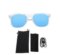 FAUOSWUK Occhiali per Traduzione Intelligenti, Occhiali per Traduttore 5.4 144 Lingue con Tasto Touch IP65 Altoparlante per Microfono Incorporato Impermeabile, per Guida (Lente blu con cornice bianca)