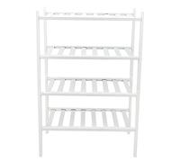 FAUOSWUK Organizer per Scarpiera a 4 Livelli in bambù con Design Impermeabile per la Casa, Scarpiera Bianca Impilabile Ideale per Soggiorno e Corridoio