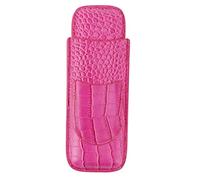 FAUOSWUK Portasigari, Humidor Portatile in Morbida Pelle Resistente All'usura con Piccola Tasca per 2 Sigari, Ottimo Anniversario di Compleanno, Festa del papà per Uomo (Roseo)