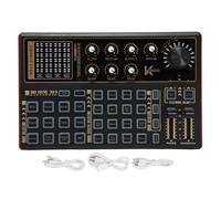 FAUOSWUK Scheda Audio per Streaming Live Cambia Voce, Scheda Mixer Audio con Ingresso Doppio Microfono BT 12 Effetti Sonori 16 Modalità Vocali per Karaoke Podcasting Gaming (#1)