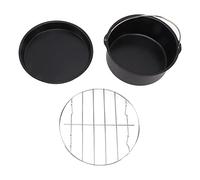 FAUOSWUK Set di Accessori per Friggitrice Antiaderente Cilindro per Torta e Teglia per Pizza in Acciaio Inossidabile per Cuocere Senza Sforzo 3 Pezzi (Batteria agli ioni di litio da 7 pollici 1500