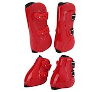 FAUOSWUK Set di Paratendini per da 4 Pezzi, Guscio in PU Regolabile Morbido e Traspirante Antiscivolo con Cinture Resistenti per Proteggere Le Gambe (1 Imposta Il Rosso XL)