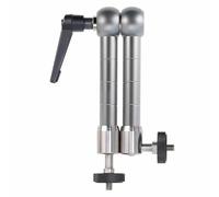 FAUOSWUK Supporto per Monitor Magic Arm con Due Teste a Sfera, Design con Scanalatura a Forma di U, per Fotocamera DSLR, Flash a LED, Luce in Acciaio Inossidabile Grigio per Registi (RJ088 da 11