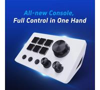 FAUOSWUK Visual Stream Controller con 6 Tasti LCD Personalizzabili, 3 Manopole, 3 Pulsanti Scena, per Creatori di Contenuti, Giochi, Controllo Multimediale Desktop (Bianco)