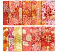 FAURAPMNG 12 buste rosse per capodanno cinese, grandi buste Hong Bao Lucky Money Cash buste rosse Lai See per Capodanno lunare, festival di primavera, matrimoni, compleanni, ecc., 9 x 17 cm