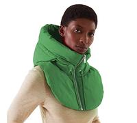 Faux Choker Dress Donne Falso Gilet Senza Maniche Zip Con Cappuccio Falso Collare Imbottito Gilet Leggero Inverno Staccabile Mezzo Gilet Colletto Bottone, Verde, S