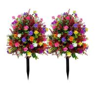 Faux Flowers, UV Resistant Artificial Flower Bouquet, Garden Stakes