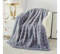Faux Fur Throw Blanket Fleece Bule Blanket -Super Soft Fluffy Fuzzy Blanket Plush Coperta-Cozy and Thick for Couch Chair Bed 130x160cm Grigio Chiaro