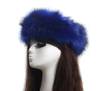 Faux Fur Winter Band Winter Warm Visor Cap, Hairband Hair Accessories, Women's Faux Fur Headband Winter (Royal Blue)