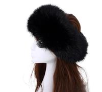 Faux Fur Winter Band Winter Warm Visor Cap, Hairband Hair Accessories, Women's Faux Fur Headband Winter (Black)