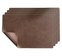 Faux Leather Placemats Set of 4/6, Heat Resistant Waterproof Oilproof Wipeable Reversible Anti-Slip Tables Mats(Khaki,Set of 4)