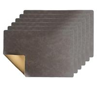 Faux Leather Placemats Set of 4/6, Heat Resistant Waterproof Oilproof Wipeable Reversible Anti-Slip Tables Mats(Dark Gray,Set of 6)