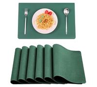 Faux Leather Placemats Set of 6, Heat Resistant Waterproof Dual-Sided Dining Table Place Mats, 45 * 30cm(Green)
