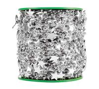 Faux Pearls Beads String Garland | DIY Star Garland for Christmas Tree/Wedding Party/Bouquet Decoration | 60M Length, 335g Plastic Material (Silver pentagram)
