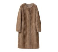 Faux pelliccia di visone caldo cappotto lungo femminile cardigan giovane inverno moda design giacca, Marrone, Small