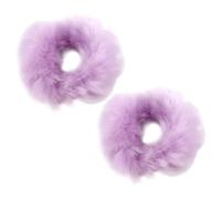 Faux Rabbit Elastic Headbands - 2 Pcs Furry Hair Scrunchies, Faux Rabbit