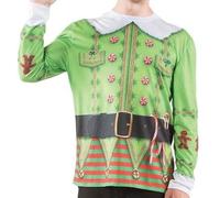 Faux Real Natale Elfo Vacanza Babbo Aiutante Uomo Manica Lunga Costume Camicia