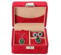 Faux Suede Jewelry Box Set for Jadeite Collection, Ring Earring Necklace Storage Box with Metal Clasp, Vintage Organizer Conservazione dei gioielli(Rot)