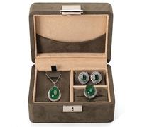 Faux Suede Jewelry Box Set for Jadeite Collection, Ring Earring Necklace Storage Box with Metal Clasp, Vintage Organizer Conservazione dei gioielli(Gray-brown)