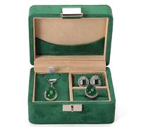 Faux Suede Jewelry Box Set for Jadeite Collection, Ring Earring Necklace Storage Box with Metal Clasp, Vintage Organizer Conservazione dei gioielli(Groen)