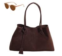 Faux Suede Retro Slouchy Shoulder Bag for Women, Stylish Large Capacity Underarm Bag, Casual Patchwork Hobo Handbag