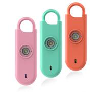 Fauxomor Allarme Personale per Donna, 3 Pezzi 140dB Portachiavi Autodifesa con Avviso di Batteria Scarica e Luce Stroboscopica, Kit Difesa Antiaggressione per Bambini e Anziani(Rosa+Verde+Arancione)