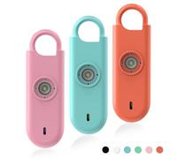 Fauxomor Allarme Personale per Donna, 3 Pezzi 140dB Portachiavi Autodifesa con Avviso di Batteria Scarica e Luce Stroboscopica, Kit Difesa Antiaggressione per Bambini e Anziani(Blu+Rosa+Arancione)