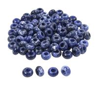 Favamulet - Perline a forma di rondelle con foro grande, 25 pezzi, per braccialetti e creazione di gioielli 7x14mm Blue Sodalite