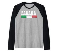 FAVARA City Italia Vintage Bandiera Italia per Gli Amanti dei Viaggi Maglia con Maniche Raglan