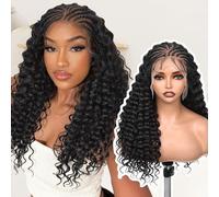 FAVE Parrucca intrecciata per le donne con capelli ricci (nero naturale)