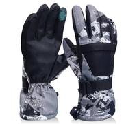 Favelable Guanti da Sci Uomo Donna, Guanti Invernali Antiscivolo con Touchscreen per Sci, Guanti Sportivi Antivento, Impermeabili e Termici, Per Snowboard, Pattinaggio e Attività All'aperto, M