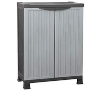 Favemtsl Armadio in plastica, 68 x 39 x 92 cm, grigio | Armadio compatto multiuso in plastica con 2 ante e 2 ripiani, ideale per organizzare garage, ufficio e magazzino.