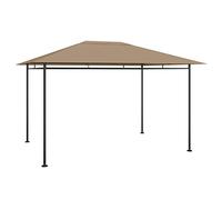 Favemtsl Gazebo da giardino con telaio in acciaio, 384 x 281 x 270 cm, colore tortora