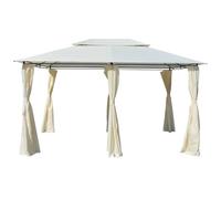 Favemtsl Gazebo da giardino con tende, 4 x 3 m, colore bianco | Stabile gazebo per giardino e terrazza con doppio tetto ventilato per una circolazione dell'aria e ombra ottimali.