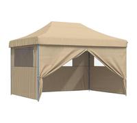 Favemtsl Gazebo pieghevole da giardino, 279 x 410 x 315 cm, colore beige | Tenda per eventi regolabile in altezza in tessuto Oxford e telaio in acciaio per luoghi ombreggiati in giardino o sulla