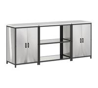 Favemtsl HATTEM - Set di 3 scaffali da cucina in acciaio inox, colore | Armadi da cucina robusti in acciaio inox per cucina e gastronomia con 6 ripiani, 4 ante e ampio spazio di archiviazione.